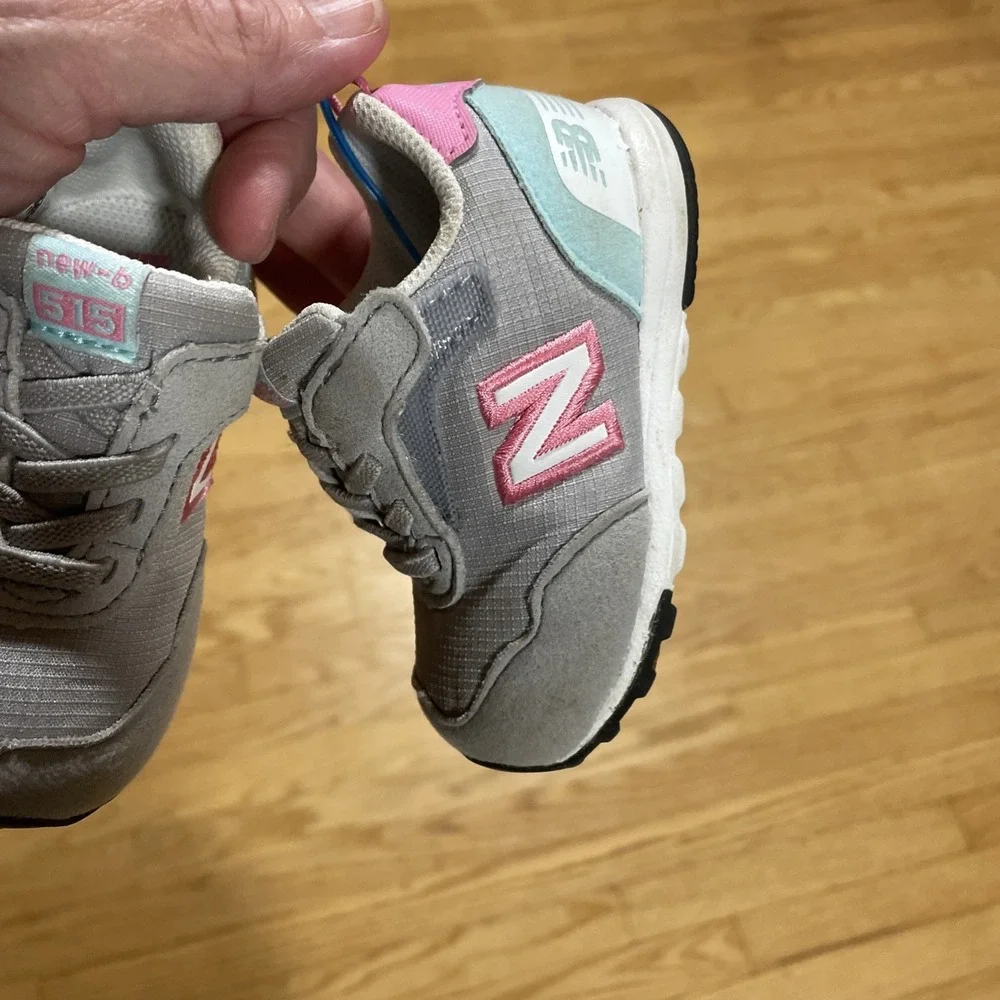 New Balances 515 No Tie Pink And Gray Suede Toddler Size 3 Sneakers
